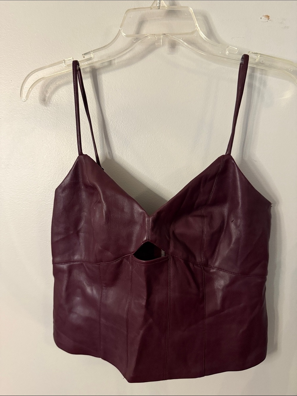 Bar III Burgundy/Wine Faux Leather Bustier and Skirt SET - Picture 2 of 8